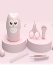 High Quality Baby Manicure Pedicure Kit Nail Clipper Scissor Tweezer Nail File Bear Nasal Aspirator Set for Newborn Infant Toddler PINK